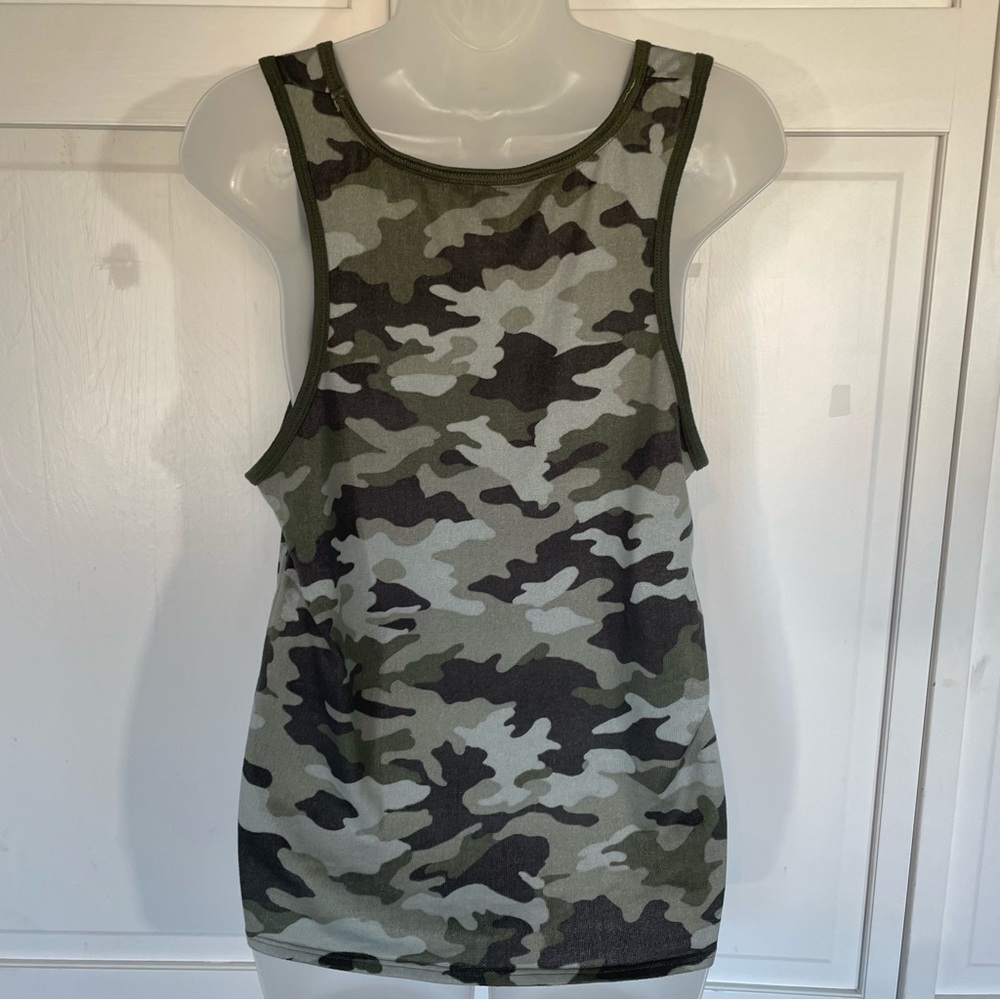 Lucky Brand Green Camo Army PJ Pajama Sets Soft Comfy Pants Tank Tee L - Picture 11 of 15